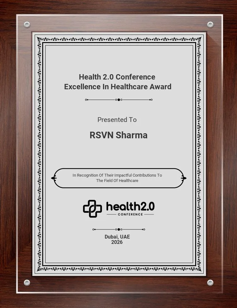 Health 2.0 Conference Excellence in Healthcare Award presented to RSVN Sharma, Dubai UAE 2026