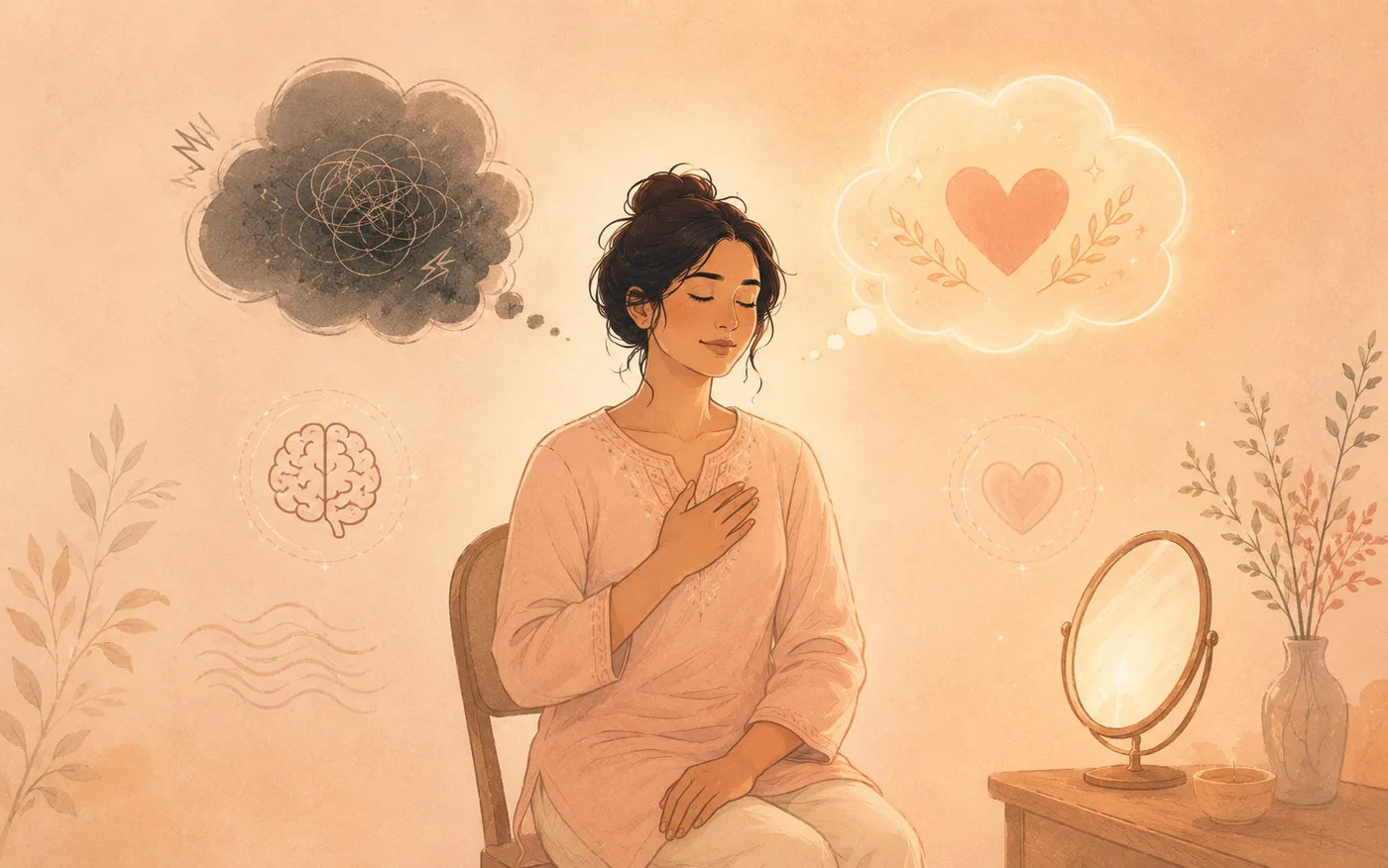 Person reflecting on inner voice and self-talk — MHITR mental health article